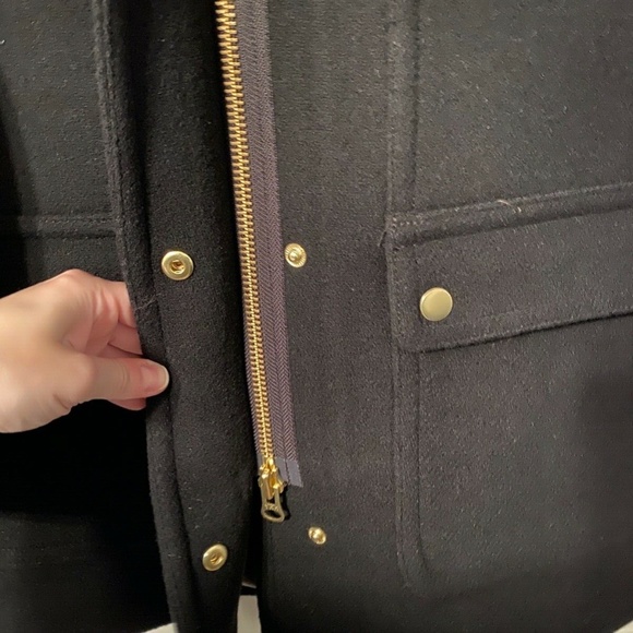 J. Crew Black Pea Coat with Faux Fur Collar - Picture 6 of 10